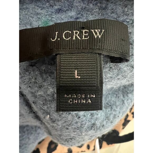 J. Crew Merino Wool Cardigan Sweater Long Sleeve Buttons Pockets Blue Women's L - Picture 3 of 6